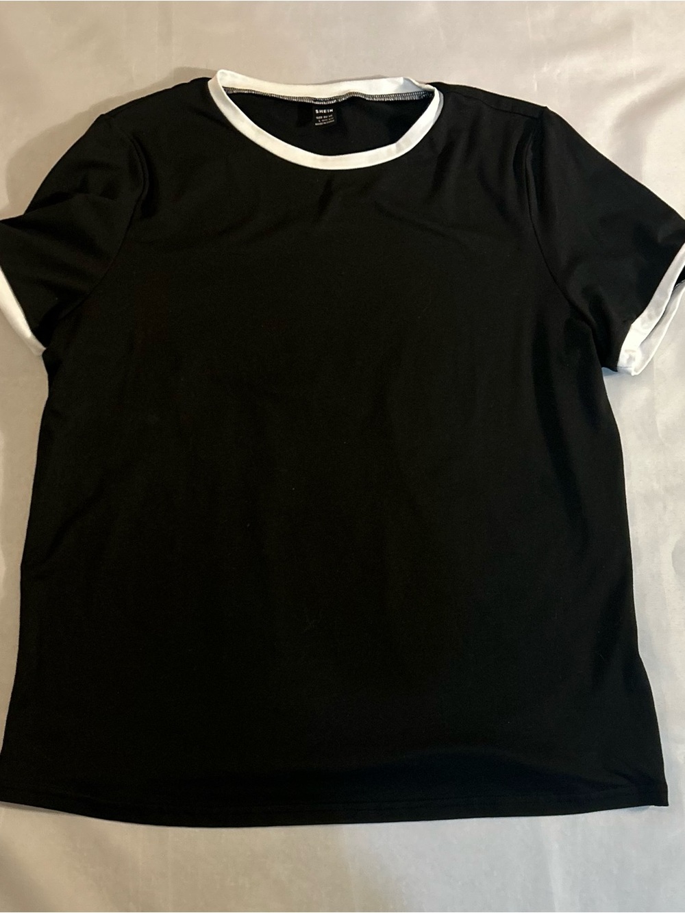 SHEIN Black Tee with White Trim